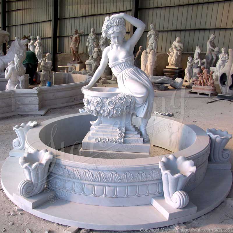 Factory Price Front Yard Natural Marble Lady Statue Water Fountain for outdoor landscaping