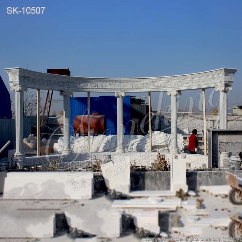 Classical White Marble Large Gazebo Pavillion with Columns for outdoor garden landscape for sale 