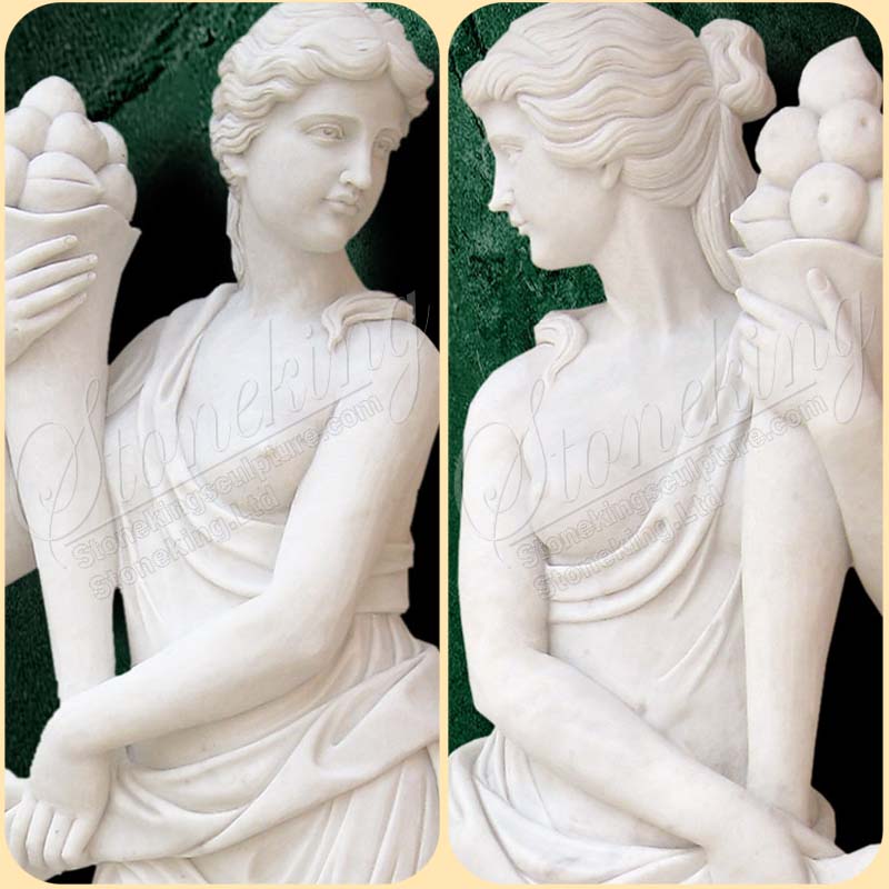 Pair of Life Size Marble Women Statues Holding Cornucopia of factory supply SK-10058