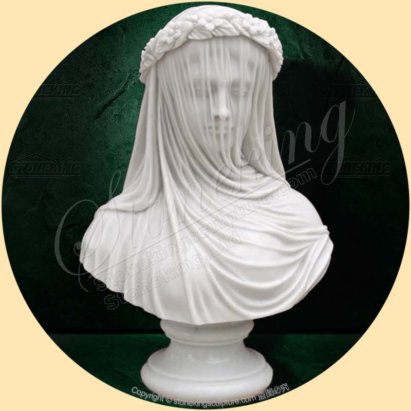 Famous White Marble Veiled Lady Statue Bust Home decor manufacturer for sale SK-10163