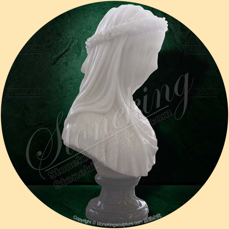 Famous White Marble Veiled Lady Statue Bust Home decor manufacturer for sale SK-10163