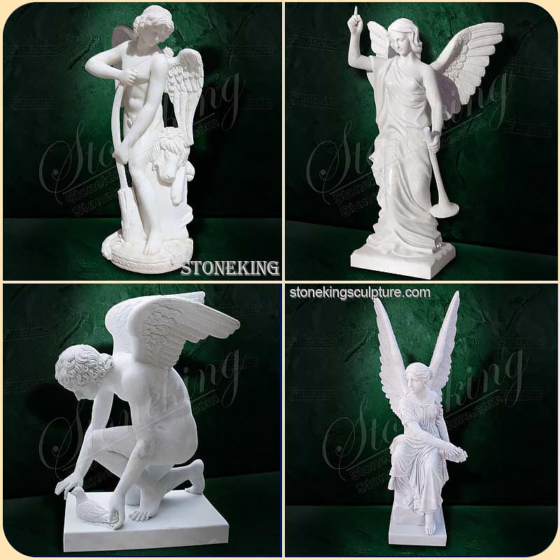 Life Size Memorial Marble Angel Statue Holding flower for Outdoor Garden Home Decor for sale SK-10011