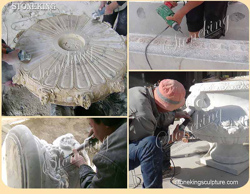 Factory Supply Large Garden Decoration Hand Carved White Marble Fountains SK-10175