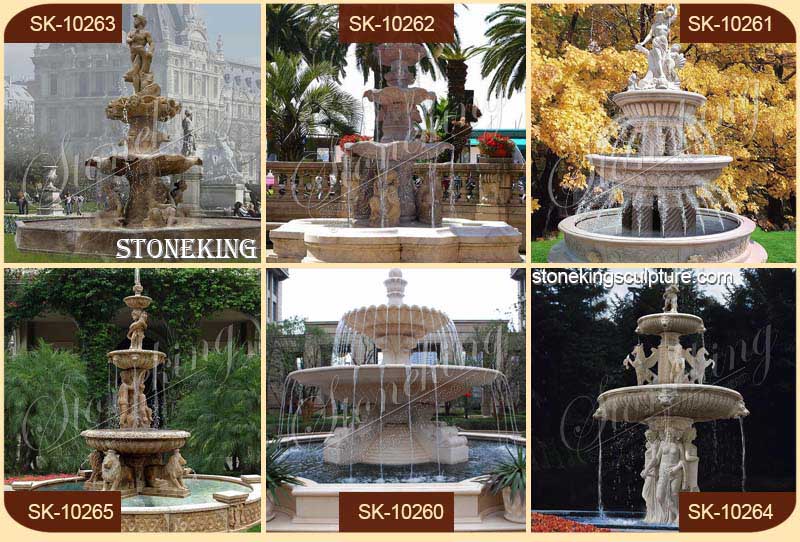 Factory Supply Large Garden Decoration Hand Carved White Marble Fountains SK-10175