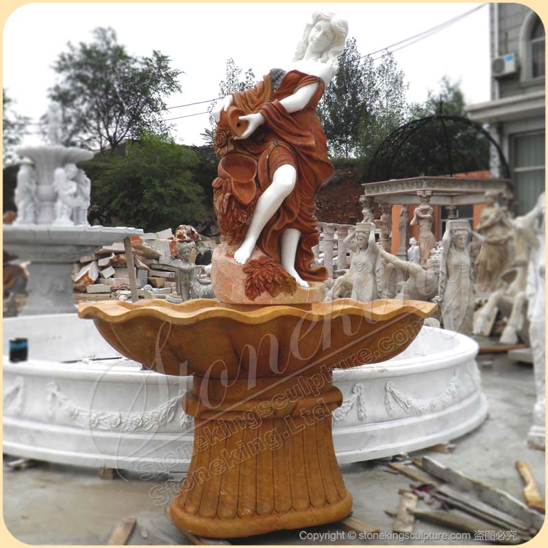 Outdoor or Indoor Decor Marble Woman Statue Water Fountain for sale SK-10270