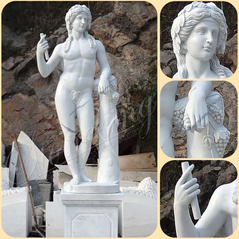 Hand Carved Greek God of Wine Dionysus Marble Statue for gardens decor SK-10257