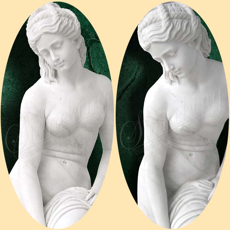 Manufacture Goddess Venus Bathing Natural Marble Statue for yard decor SK-10259