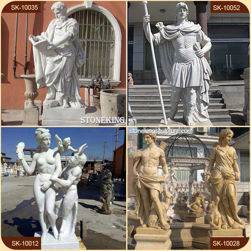 Supplier Outdoor Life Size Beige Marble Carving Female Statues for Lawn Decor SK-10060