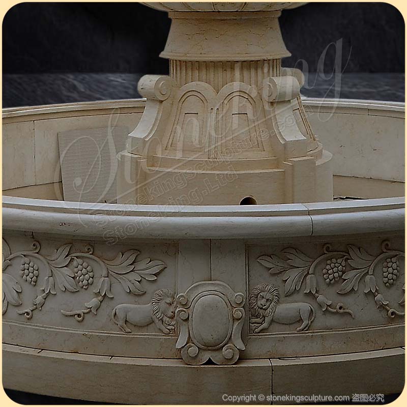 Outdoor Natural Beige Marble Woman Statues Water Fountain for Backyard or Patio decoration