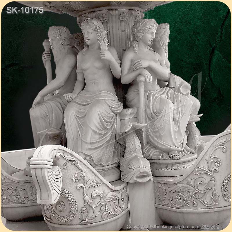 Factory Supply Large Garden Decoration Hand Carved White Marble Fountains for outdoor landscaping