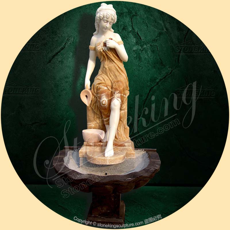 Factory Supply Marble Female Statue Water Fountain for Outdoor Gardens or Indoor Ornaments