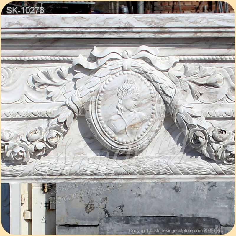 Custom Volokas White Marble Fireplace Mantel Ideas with Caryatid for Interior decoration of factory supply