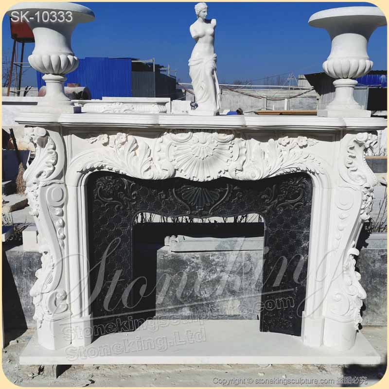 Manufacturer Solid White Marble French Country Fireplace Mantel Ideas for Interior Decoration