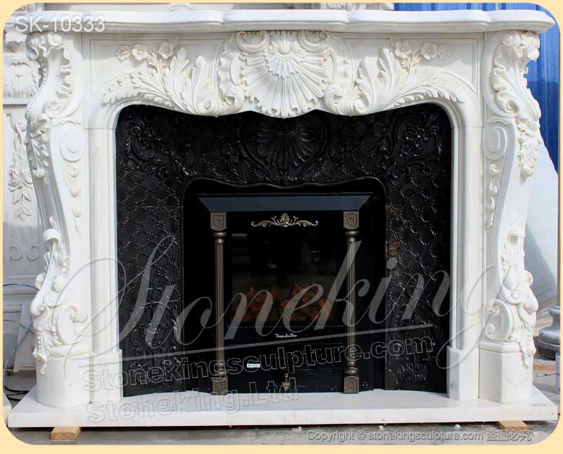 Manufacturer Solid White Marble French Country Fireplace Mantel Ideas for Interior Decoration