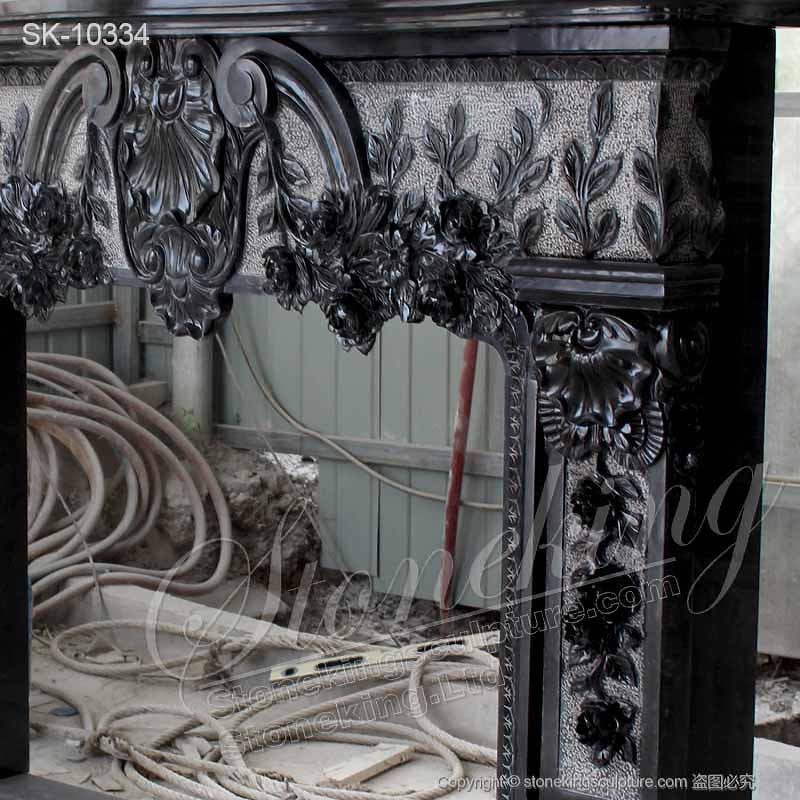 Factory Supplier Natural Marble Antique Black Fireplace Mantel Ideas for home decoration for sale