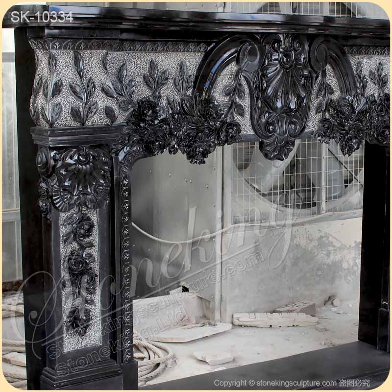 Factory Supplier Natural Marble Antique Black Fireplace Mantel Ideas for home decoration for sale