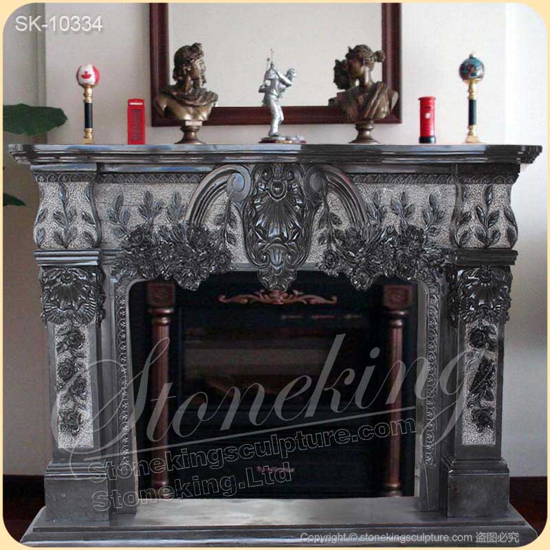 Factory Supplier Natural Marble Antique Black Fireplace Mantel Ideas for home decoration for sale