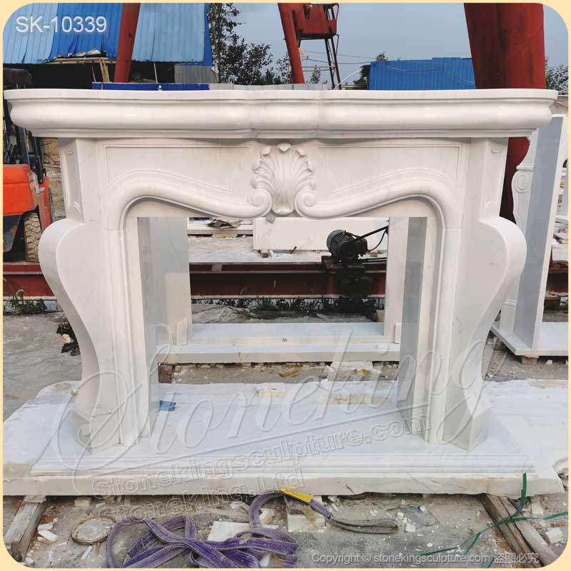 Indoor Decorative Modern French Style Natural White Marble Fireplace Mantel Shelf Ideas for sale