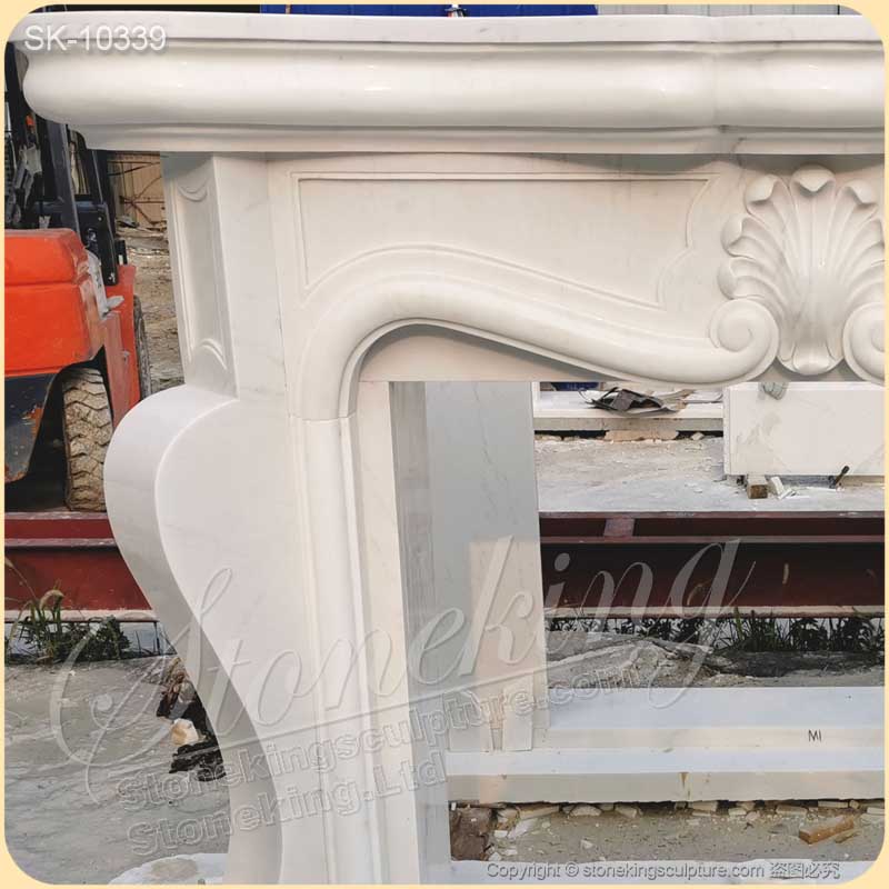 Indoor Decorative Modern French Style Natural White Marble Fireplace Mantel Shelf Ideas for sale