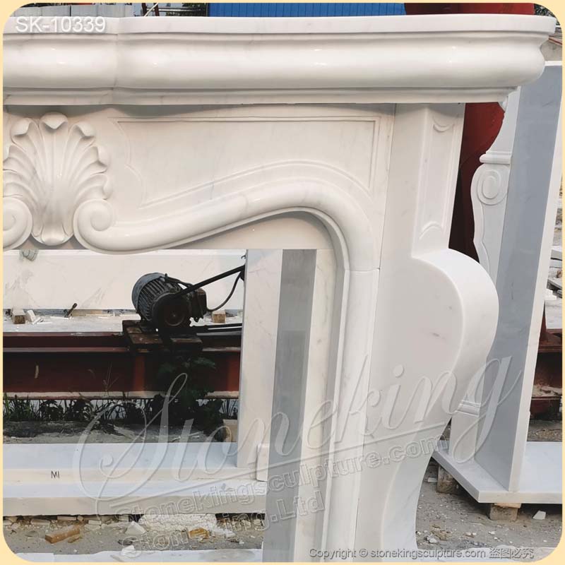 Indoor Decorative Modern French Style Natural White Marble Fireplace Mantel Shelf Ideas for sale