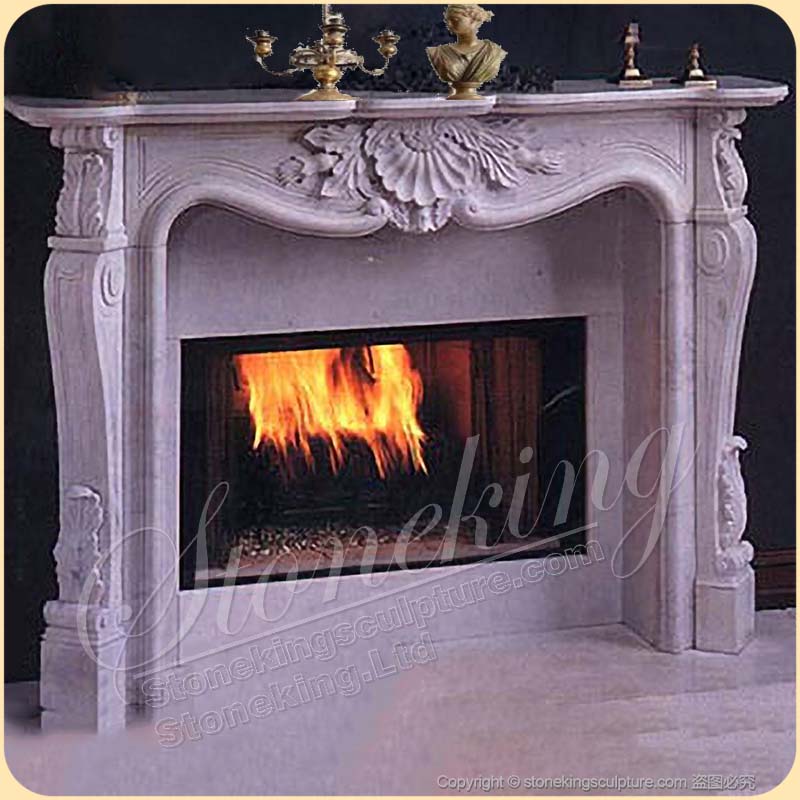 Indoor Decorative Modern French Style Natural White Marble Fireplace Mantel Shelf Ideas for sale