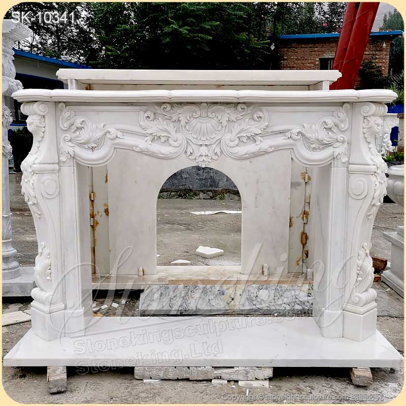 Top Quality European Style Natural White Marble Fireplace Mantelpiece Ideas for home decor for sale