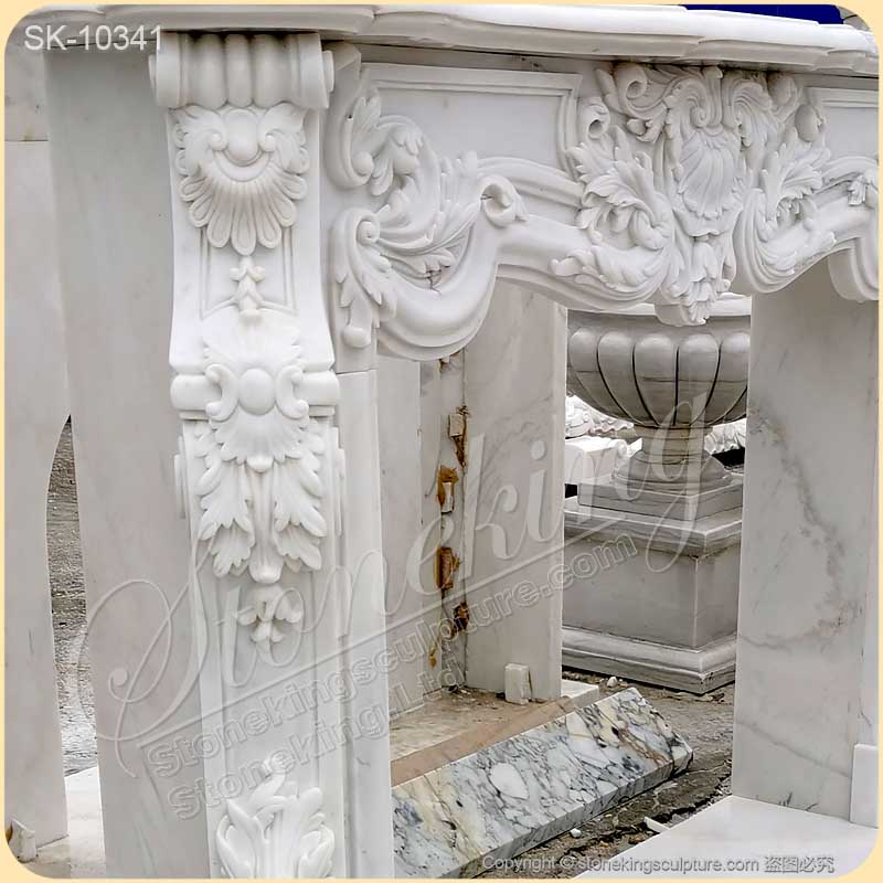 Top Quality European Style Natural White Marble Fireplace Mantelpiece Ideas for home decor for sale