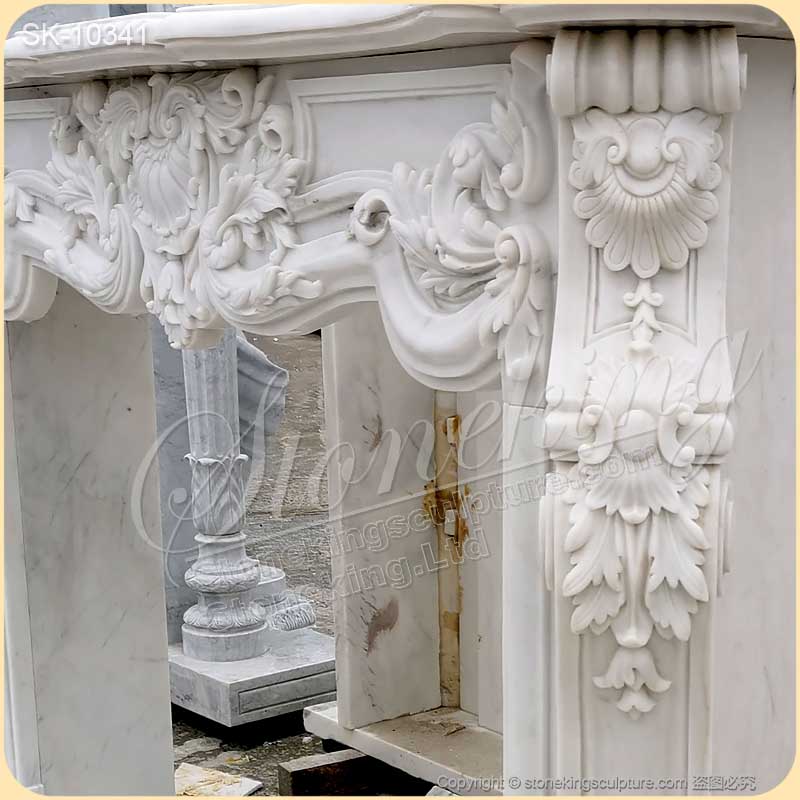 Top Quality European Style Natural White Marble Fireplace Mantelpiece Ideas for home decor for sale