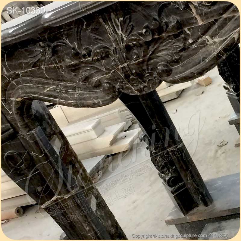 Hand Carved Classic Nero Marquina Black Marble Fireplace Surround Ideas for living room decor for sale