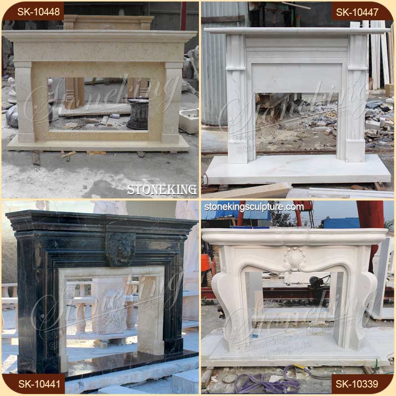 Manufacturer Hand Carved White Modern Marble Fireplace Surround of Bolection Design for sale