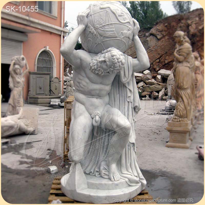 Famous Marble Greek Titan Atlas Statue Holding the World for outdoor garden decoration for sale