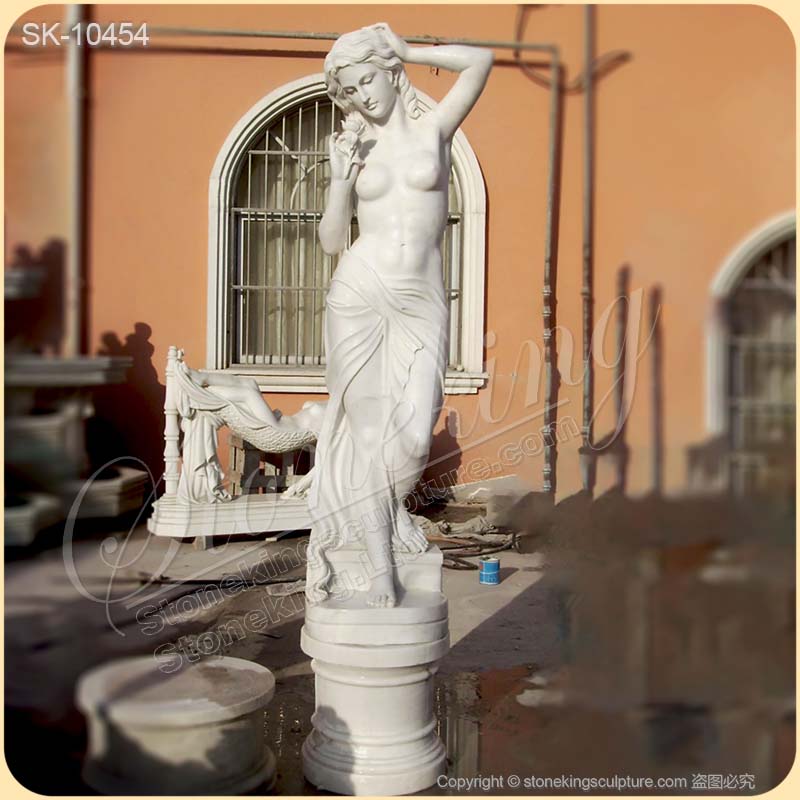 Best Hand Carved Life Size White Marble Nude Female Statue for outdoor garden decor for sale