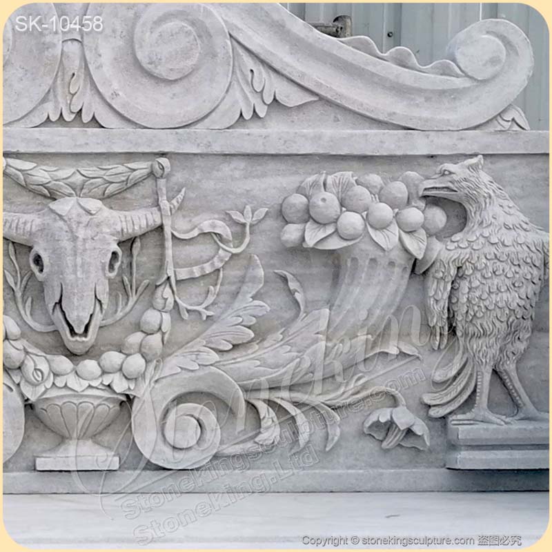 Best Hand Carved Natural Marble Antique Outdoor Garden Bench with eagles and cornucopia for sale