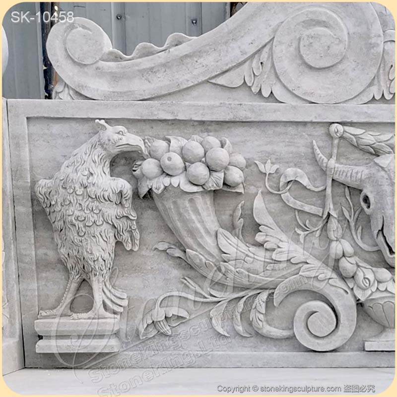 Best Hand Carved Natural Marble Antique Outdoor Garden Bench with eagles and cornucopia for sale