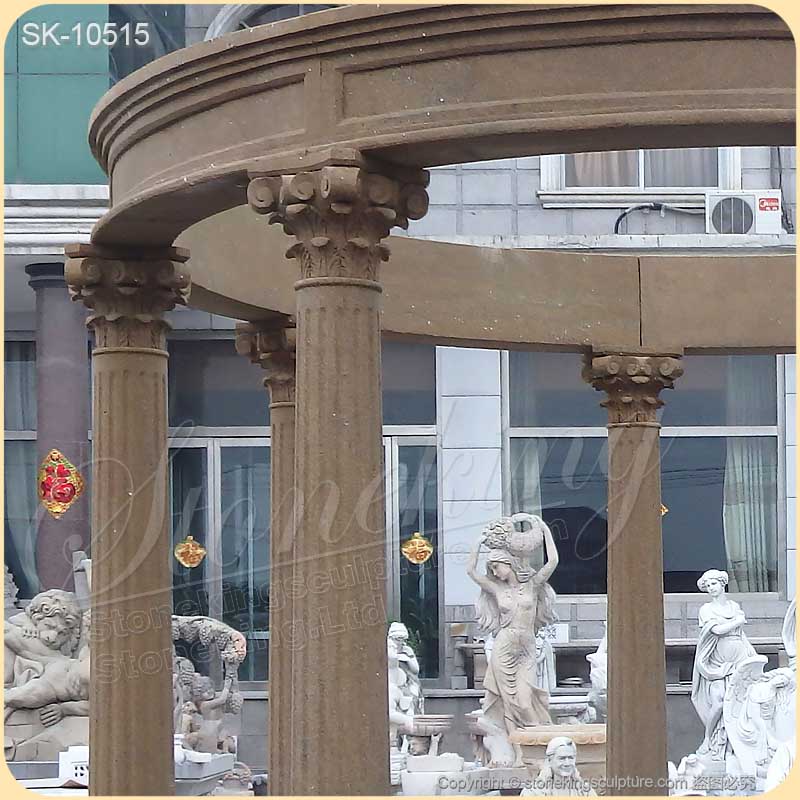 Outdoor Garden Decoration Round Marble Yard Gazebo with Greek Corinthian Columns for sale