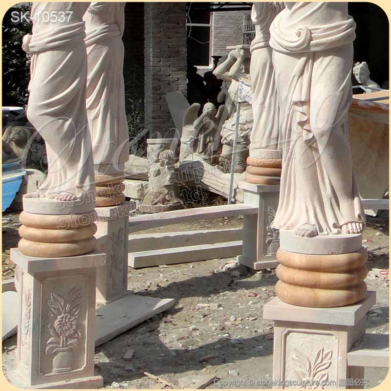 Wholesale Hand Carved High Quality Marble Large Outdoor Gazebo with lady statues for sale