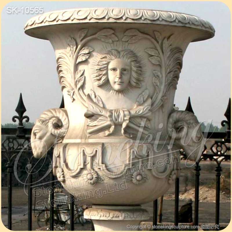 Wholesale Hand Carved Classical White Marble Large Garden Planters for outdoor decor for sale