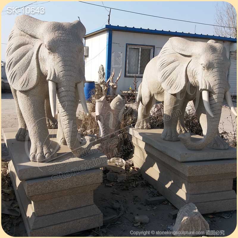 Wholesale Outdoor Large Granite Stone Elephant Statue for Garden Decor for sale