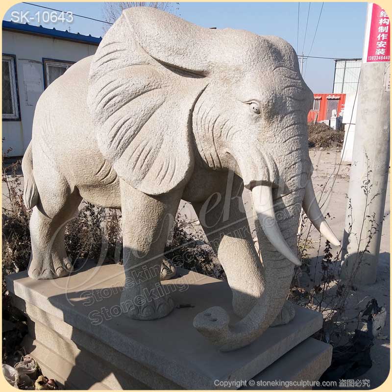 Wholesale Outdoor Large Granite Stone Elephant Statue for Garden Decor for sale