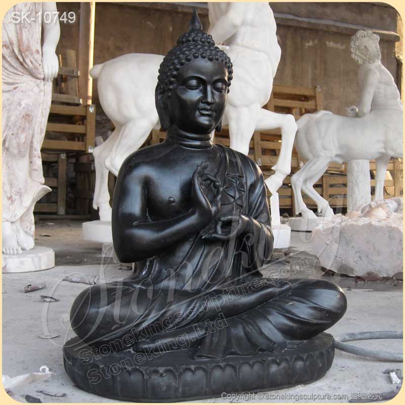 Manufacturer Solid Marble Black Buddha Statue for Outdoor Garden and Home Decor for sale