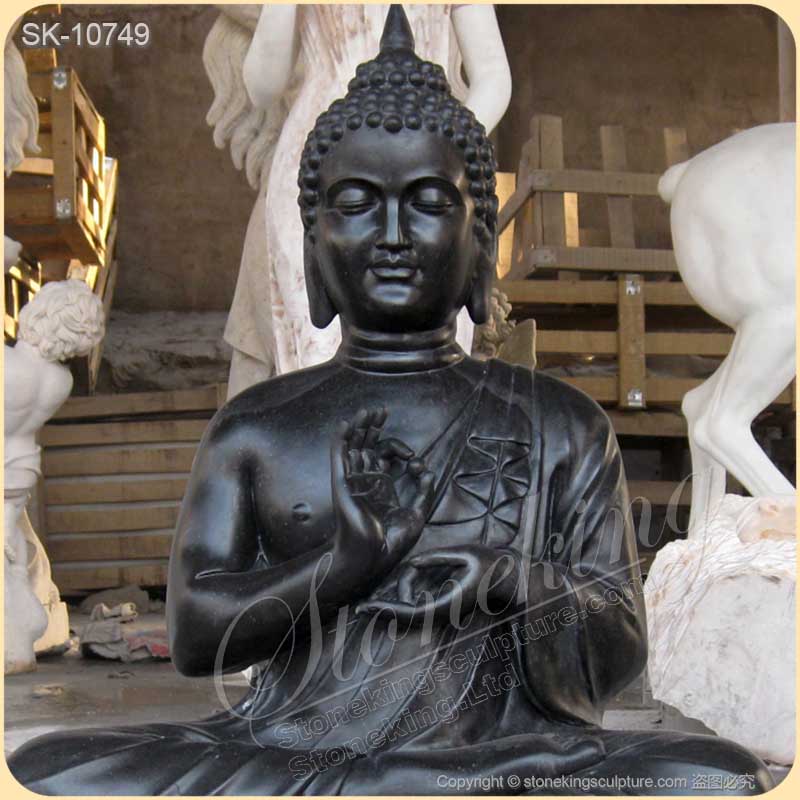 Manufacturer Solid Marble Black Buddha Statue for Outdoor Garden and Home Decor for sale