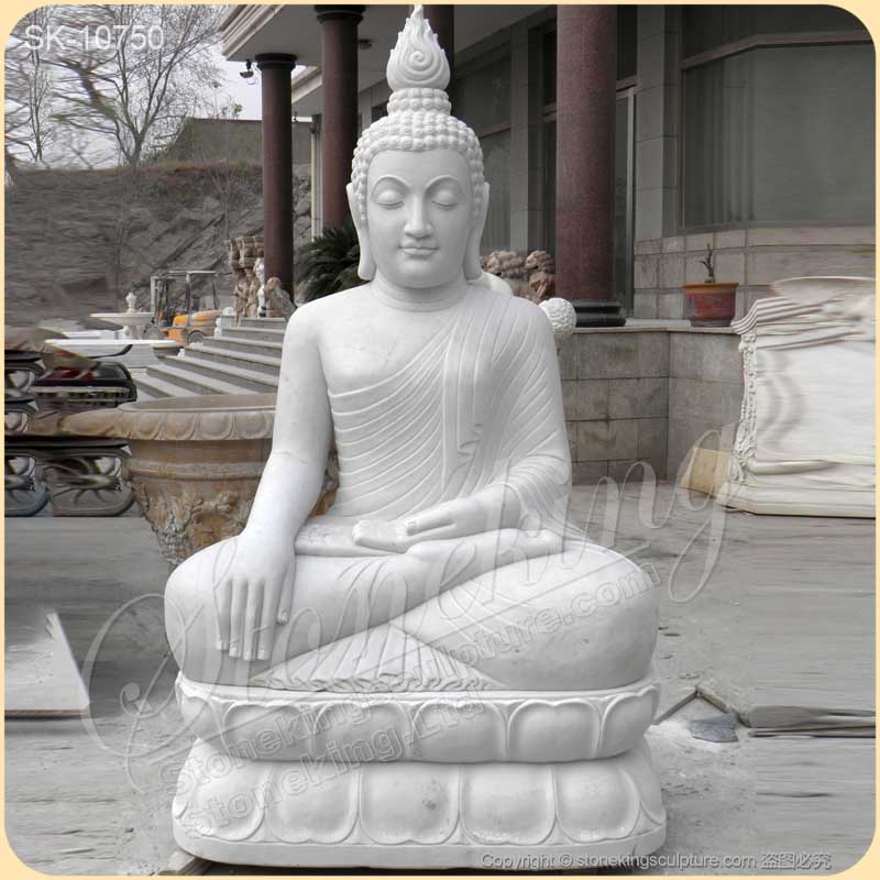 Wholesale Hand Carved White Marble Outdoor Buddha Statue for Garden and Home Decor