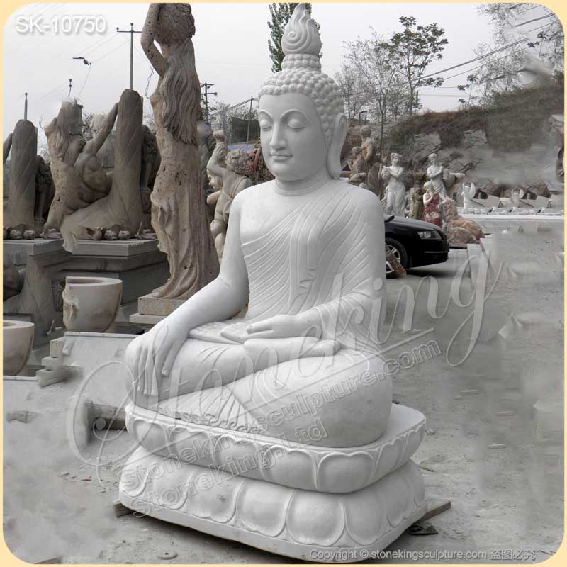 Wholesale Hand Carved White Marble Outdoor Buddha Statue for Garden and Home Decor