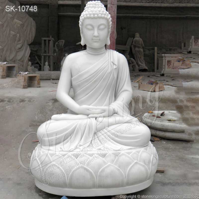 Wholesale Hand Carved White Marble Outdoor Buddha Statue for Garden and Home Decor