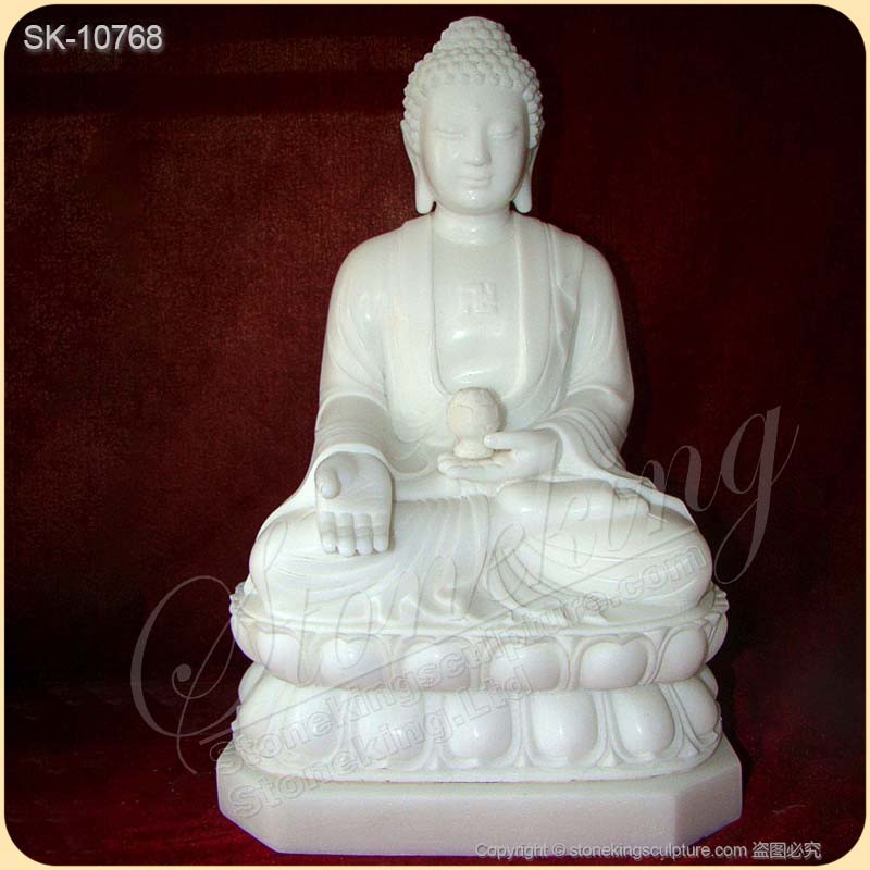 Factory Price Solid White Marble Stone Buddha Statue for Garden and Home Decor for sale