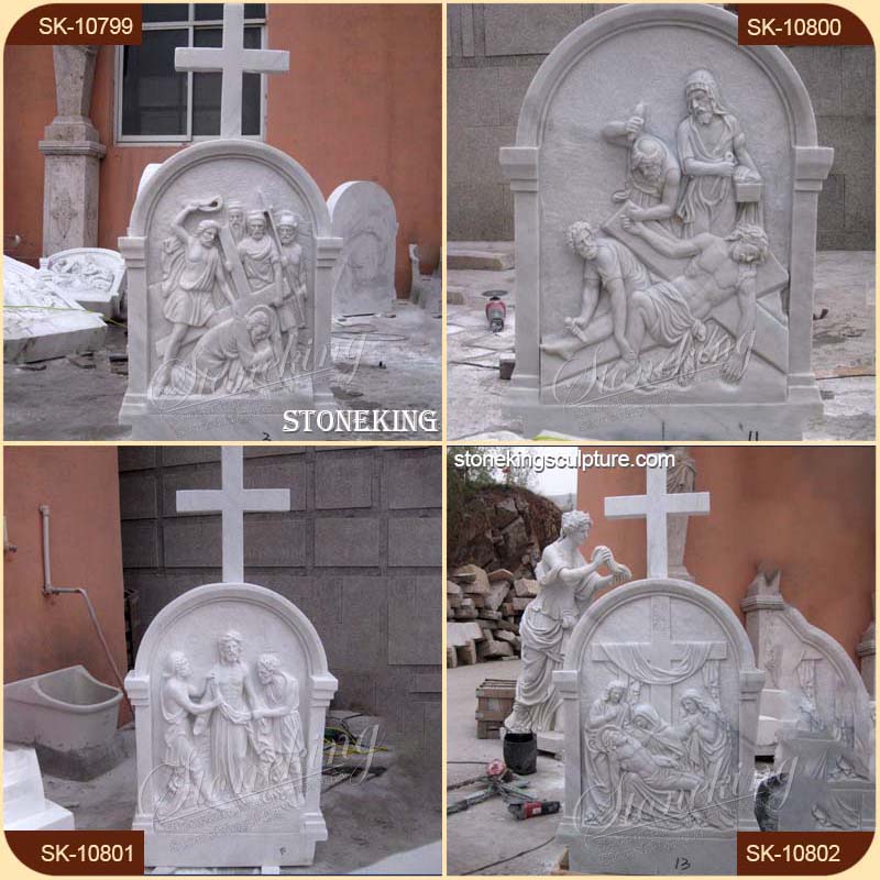 Factory Supplier Marble Religious Bas Relief Sculpture of Stations of the Cross for Church for sale