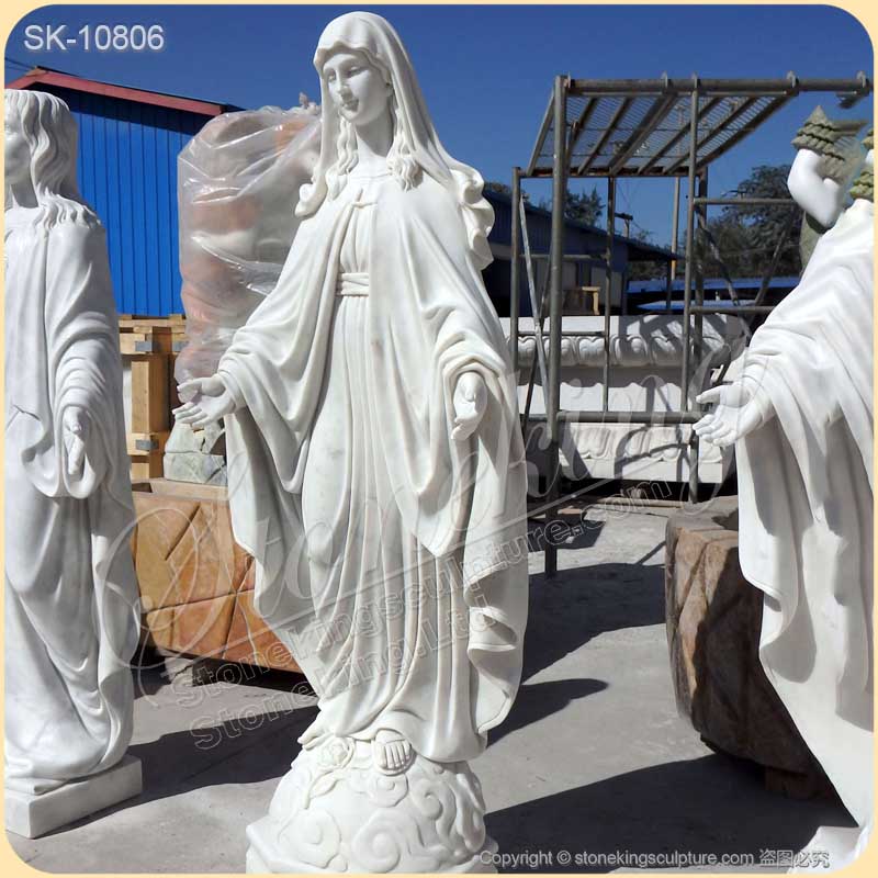 Manufacturer Life Size White Marble Virgin Mary Statue for Outdoor and Indoor Decor for sale