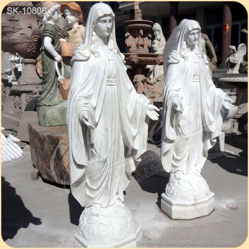 Manufacturer Life Size White Marble Virgin Mary Statue for Outdoor and Indoor Decor for sale