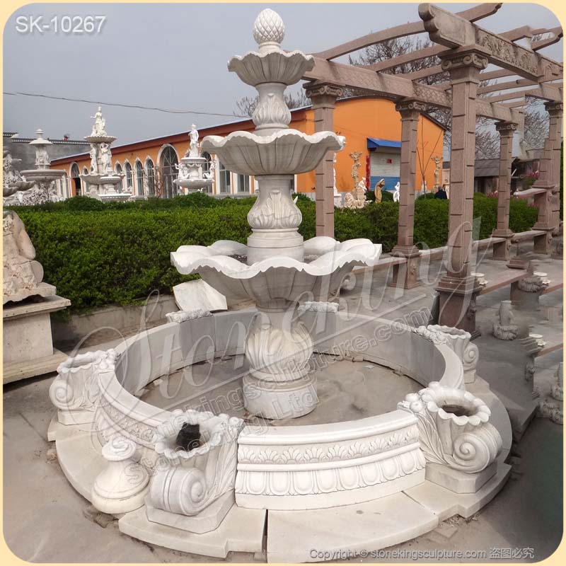 Outdoor Large White Marble 3 Tier Garden Fountain for Landscaping for sale