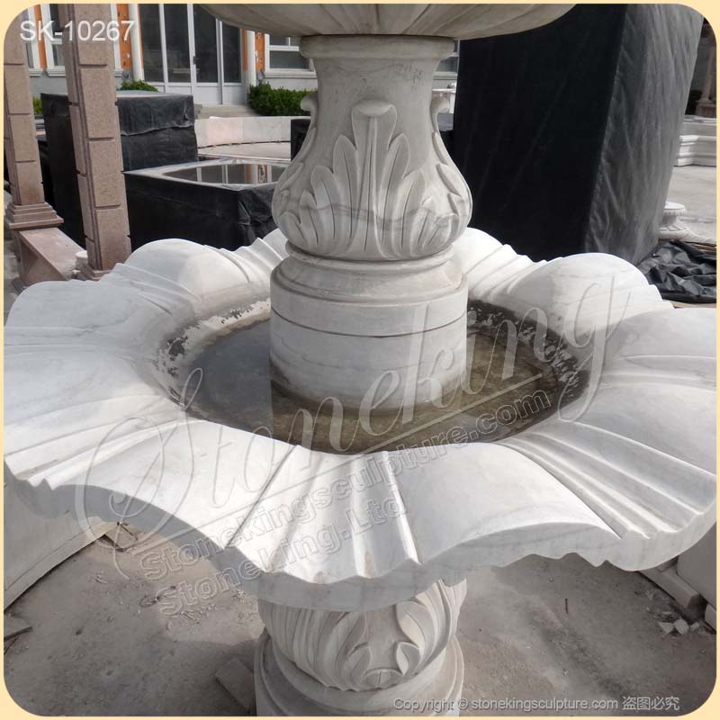 Outdoor Large White Marble 3 Tier Garden Fountain for Landscaping for sale